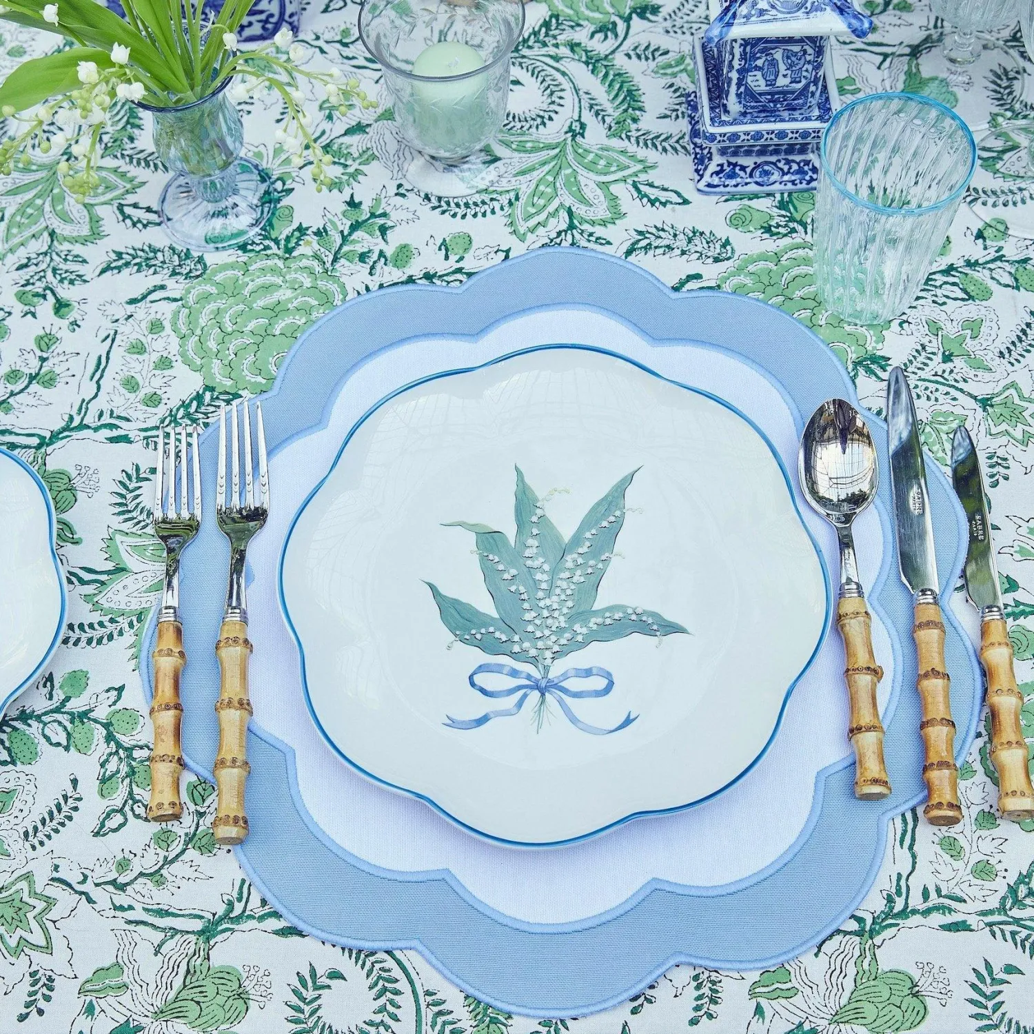 Mrs. Alice Serena Appliqué Blue Placemats (Set of 4)< Placemats | For Her