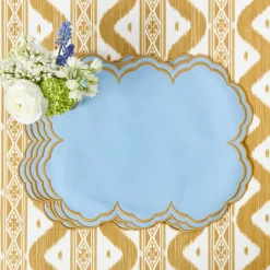 Mrs. Alice Serena Blue & Caramel Placemats & Napkins (Set of 4)< Summer Table Linen | Table Linen Sets