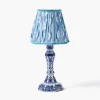 Mrs. Alice Serena Chinoiserie Rechargeable Lamp with Blue Ikat Shade (18cm)< Rechargeable Table Lamps | For Her