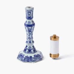 Mrs. Alice Serena Chinoiserie Rechargeable Lamp with Blue Ikat Shade (18cm)< Rechargeable Table Lamps | For Her