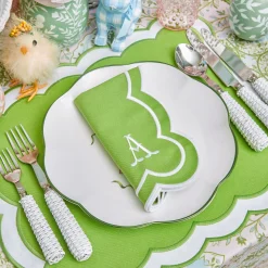 Mrs. Alice Serena Green Appliqué Placemats & Napkins (Set of 4)< Table Linen Sets | Mrs. Alice Monogram