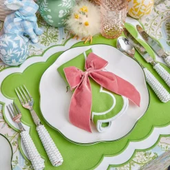 Mrs. Alice Serena Green Appliqué Placemats & Napkins (Set of 4)< Table Linen Sets | Mrs. Alice Monogram