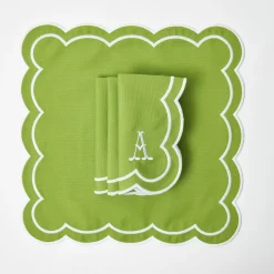 Mrs. Alice Serena Green Appliqué Placemats & Napkins (Set of 4)< Table Linen Sets | Mrs. Alice Monogram