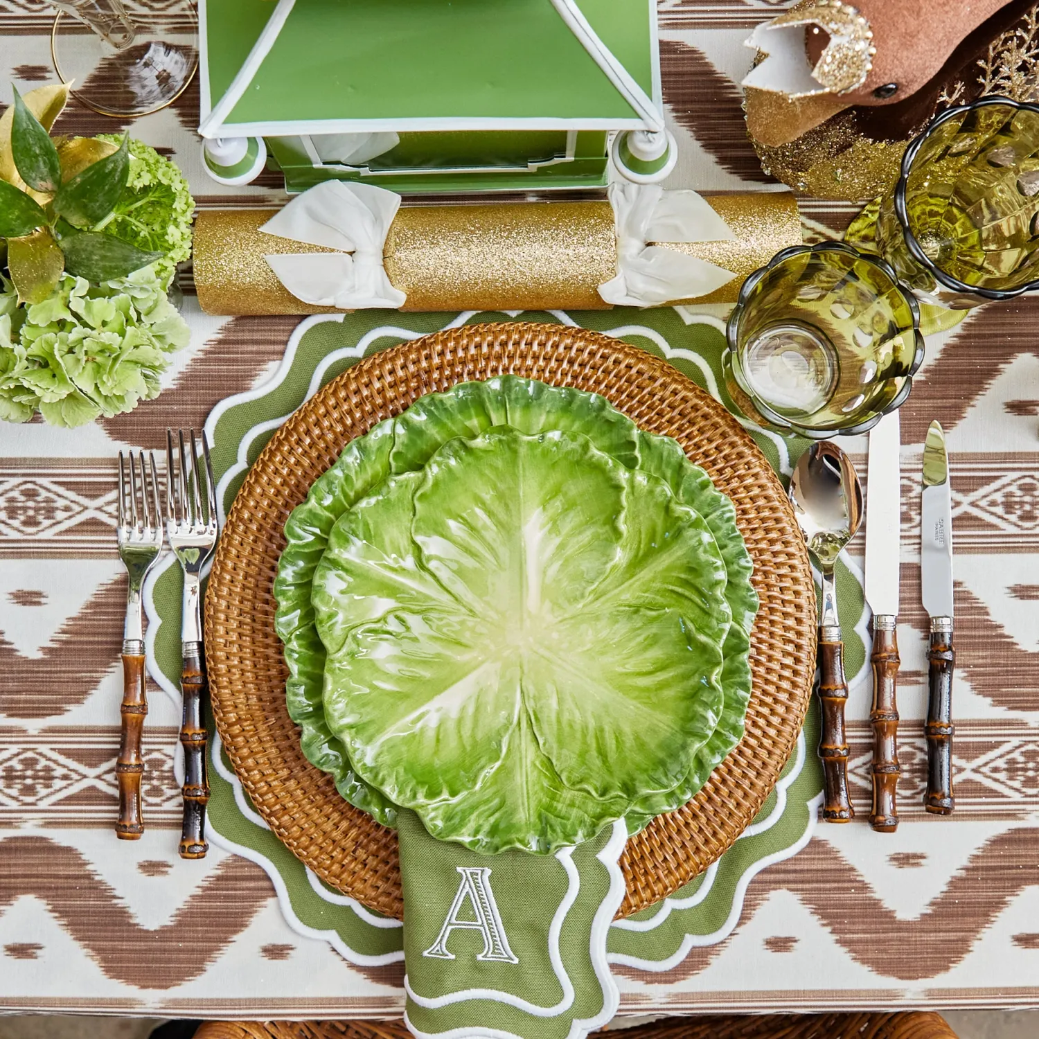 Mrs. Alice Serena Green Cabbage Dinner & Starter Plates (Set of 8)< Crockery Sets