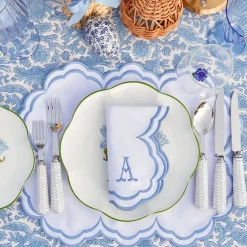 Mrs. Alice Serena White Placemats & Napkins (Set of 4)< Table Linen Sets | Mrs. Alice Monogram