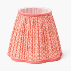 Mrs. Alice Short Bamboo Rechargeable Lamp with Coral Lotus Shade (18cm)< Rechargeable Table Lamps