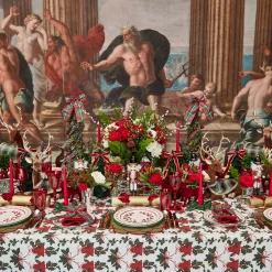 Mrs. Alice Sitting Tartan Flocked Deer (Pair)< Christmas Decorations