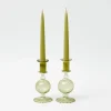 Mrs. Alice Small Camille Olive Candle Holder (Pair)< Summer Glassware | Summer Candleware