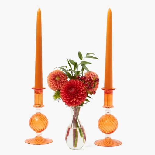 Mrs. Alice Small Camille Orange Candle Holder (Pair)< Candle Holders
