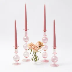 Mrs. Alice Small Camille Peony Candle Holder (Pair)< Summer Glassware | Summer Candleware