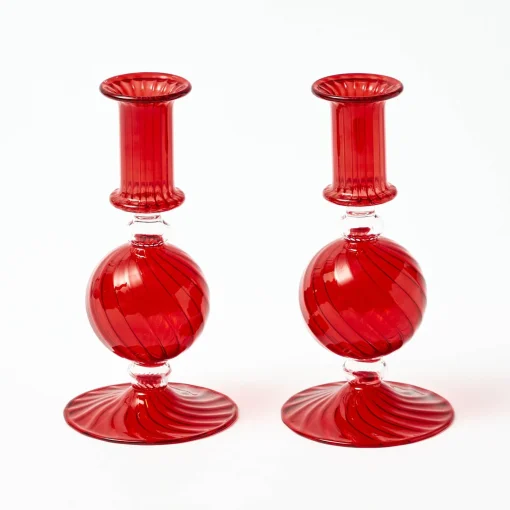 Mrs. Alice Small Camille Red Candle Holder (Pair)< Candle Holders