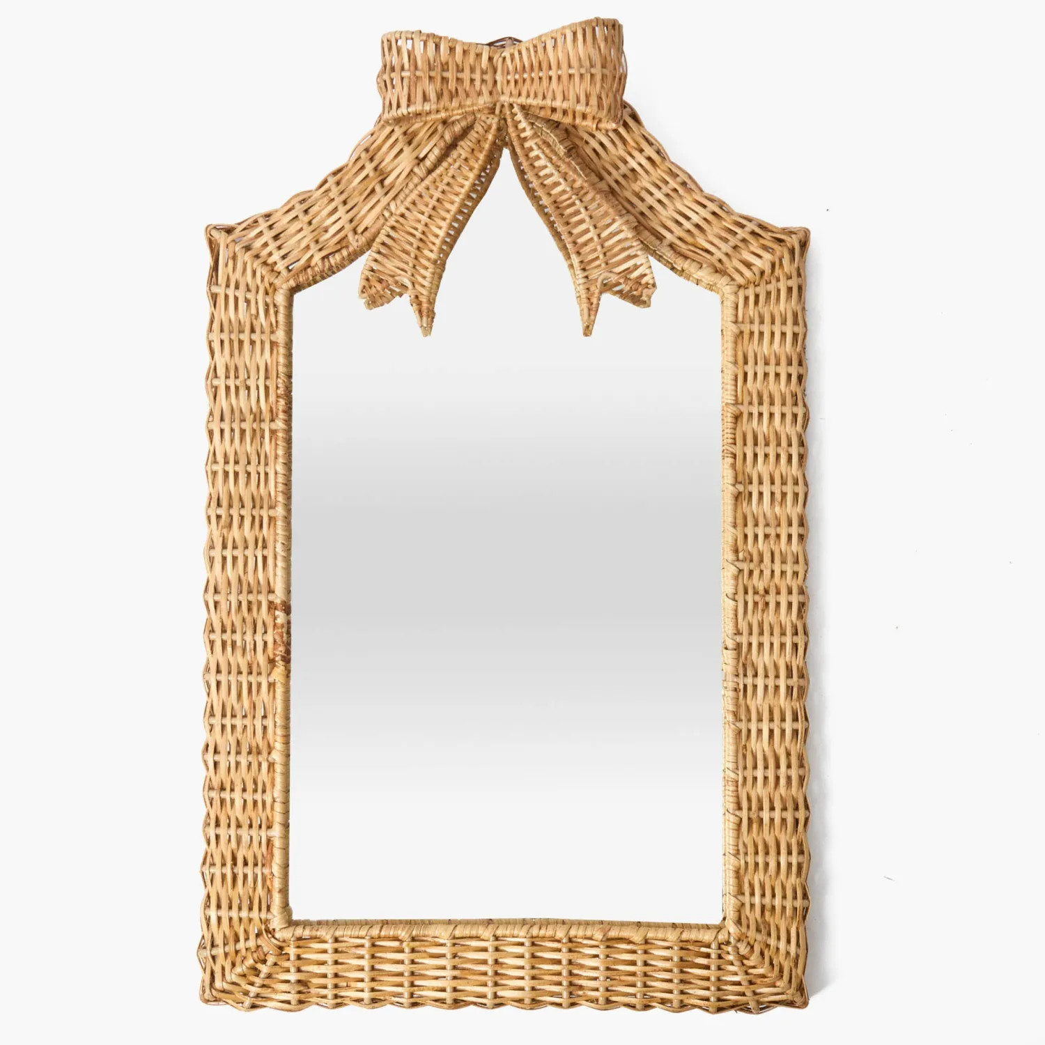 Mrs. Alice Small Celine Bow Rattan Mirror< Mirrors