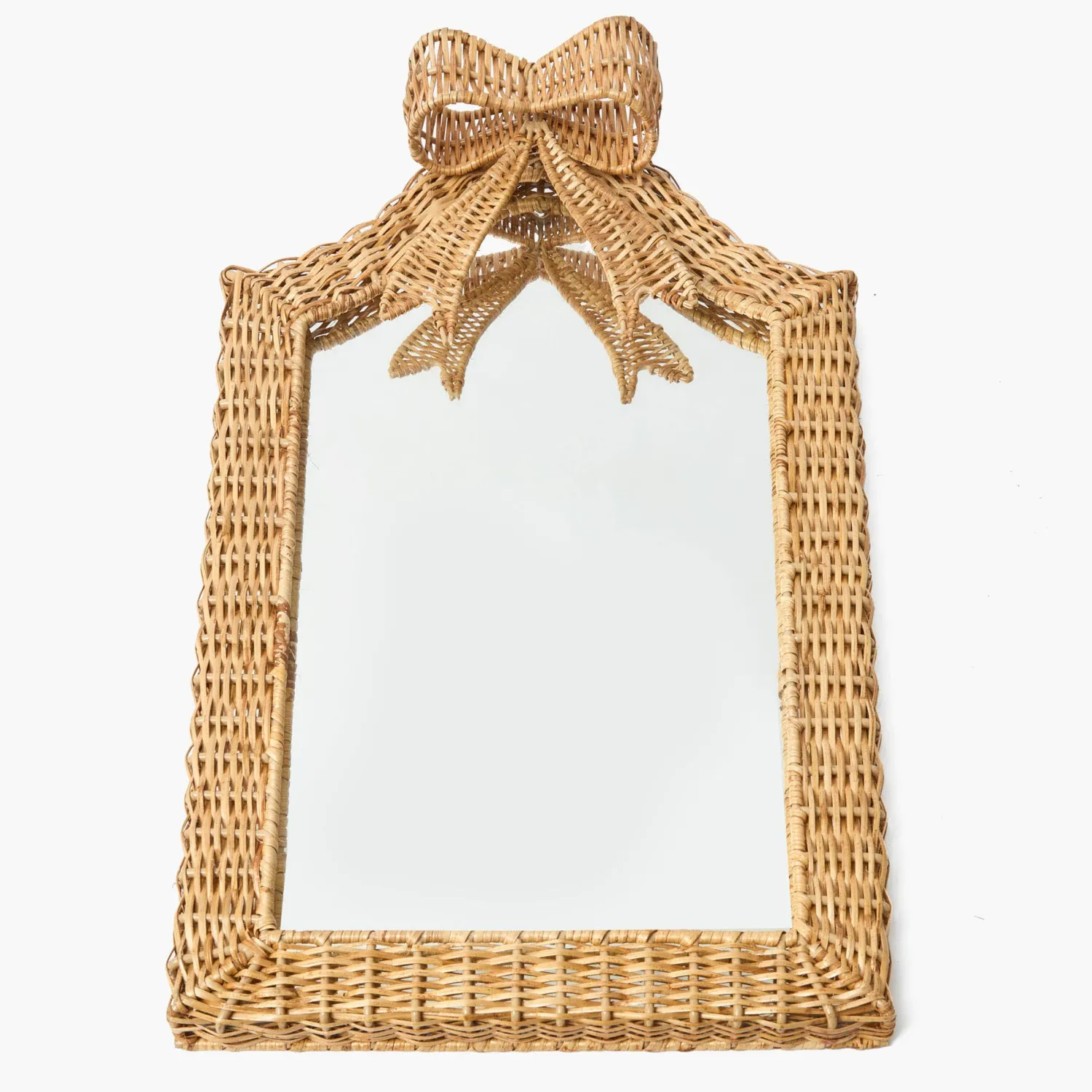 Mrs. Alice Small Celine Bow Rattan Mirror< Mirrors