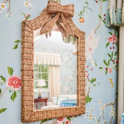 Mrs. Alice Small Celine Bow Rattan Mirror< Mirrors