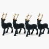 Mrs. Alice Small Flocked Navy Reindeers with Gold Antlers (Set of 4)< Christmas Decorations