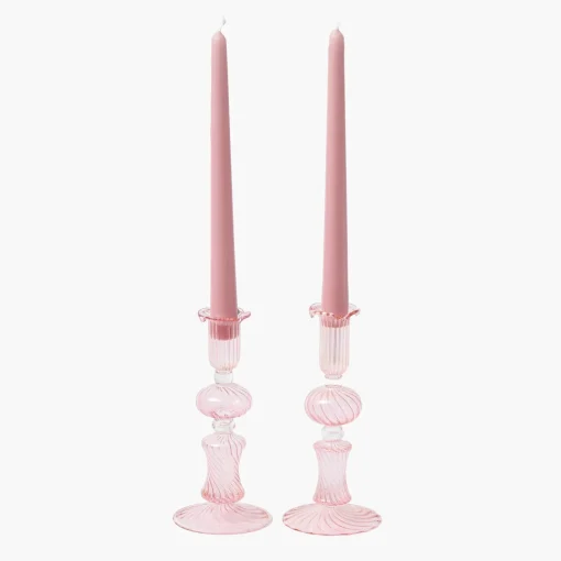 Mrs. Alice Small Gisele Pink Candle Holder (Pair)< Summer Candleware | Candle Holders