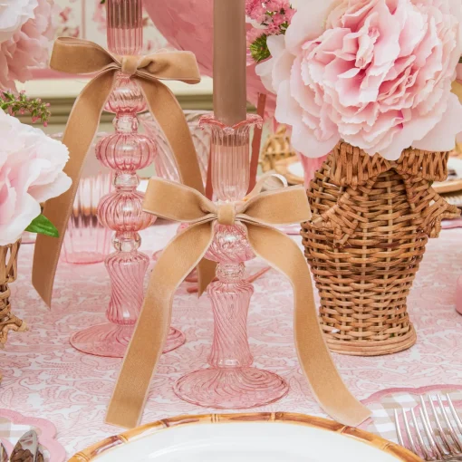 Mrs. Alice Small Gisele Pink Candle Holder (Pair)< Summer Candleware | Candle Holders