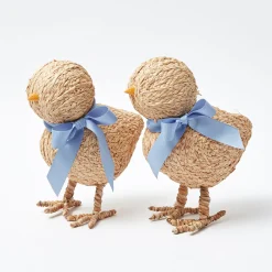 Mrs. Alice Small Raffia Chick (Pair)< Spring Decorations