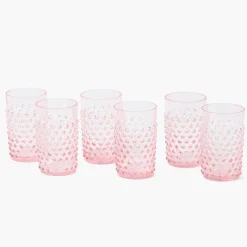 Mrs. Alice Small Rose Pink Hobnail Jug & Glasses (Set of 6)< Summer Glassware | Glassware Sets