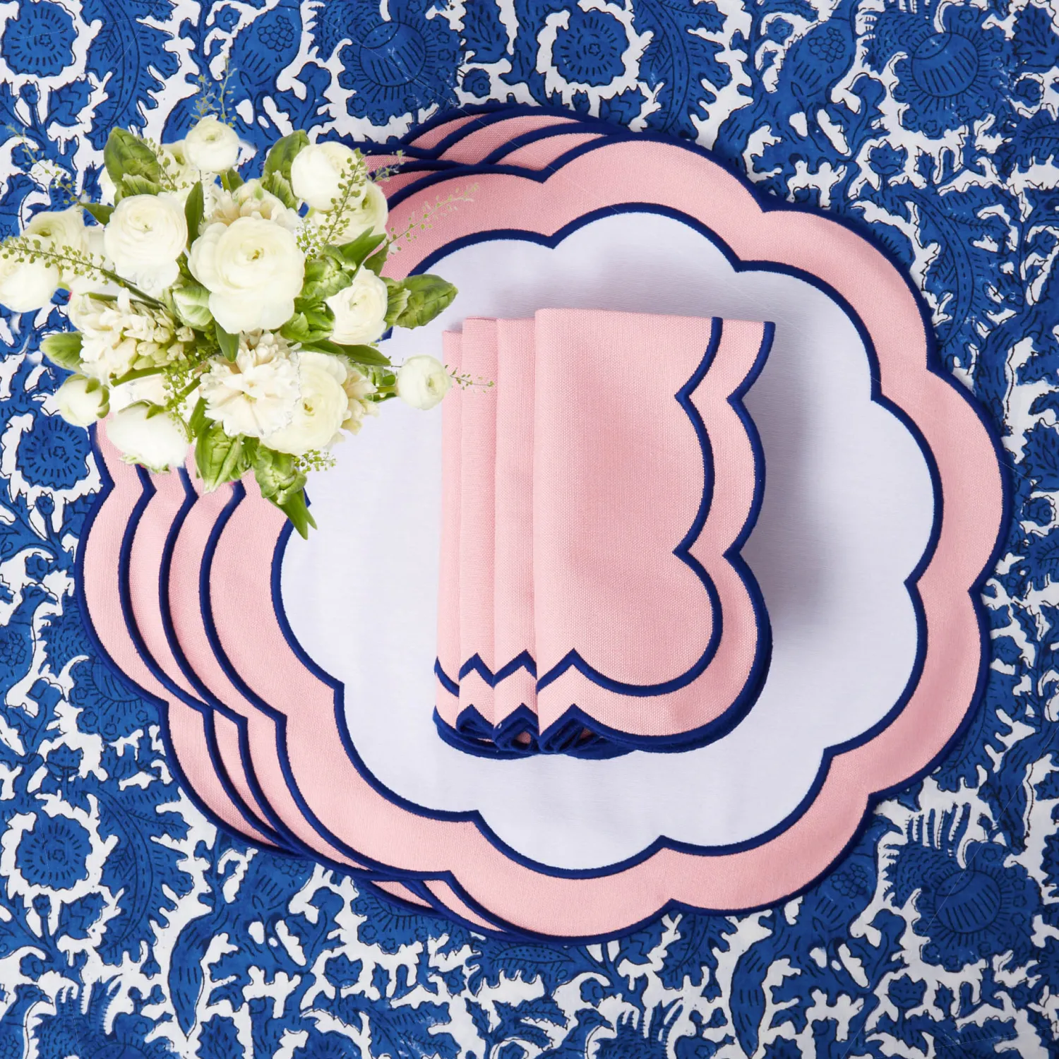 Mrs. Alice Sofia Pink Appliqué Placemats & Napkins (Set of 4)< Table Linen Sets | Mrs. Alice Monogram