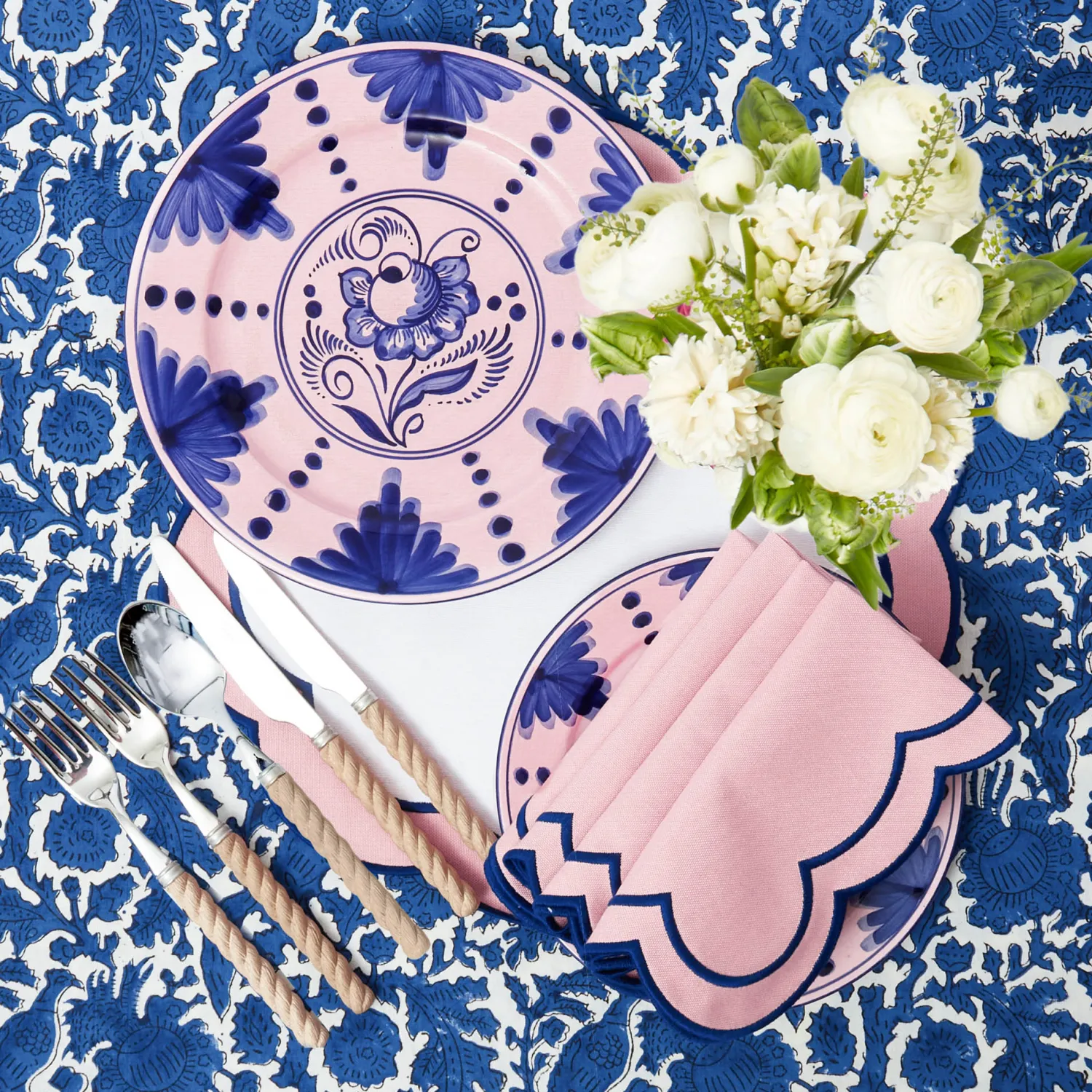 Mrs. Alice Sofia Pink Appliqué Placemats & Napkins (Set of 4)< Table Linen Sets | Mrs. Alice Monogram