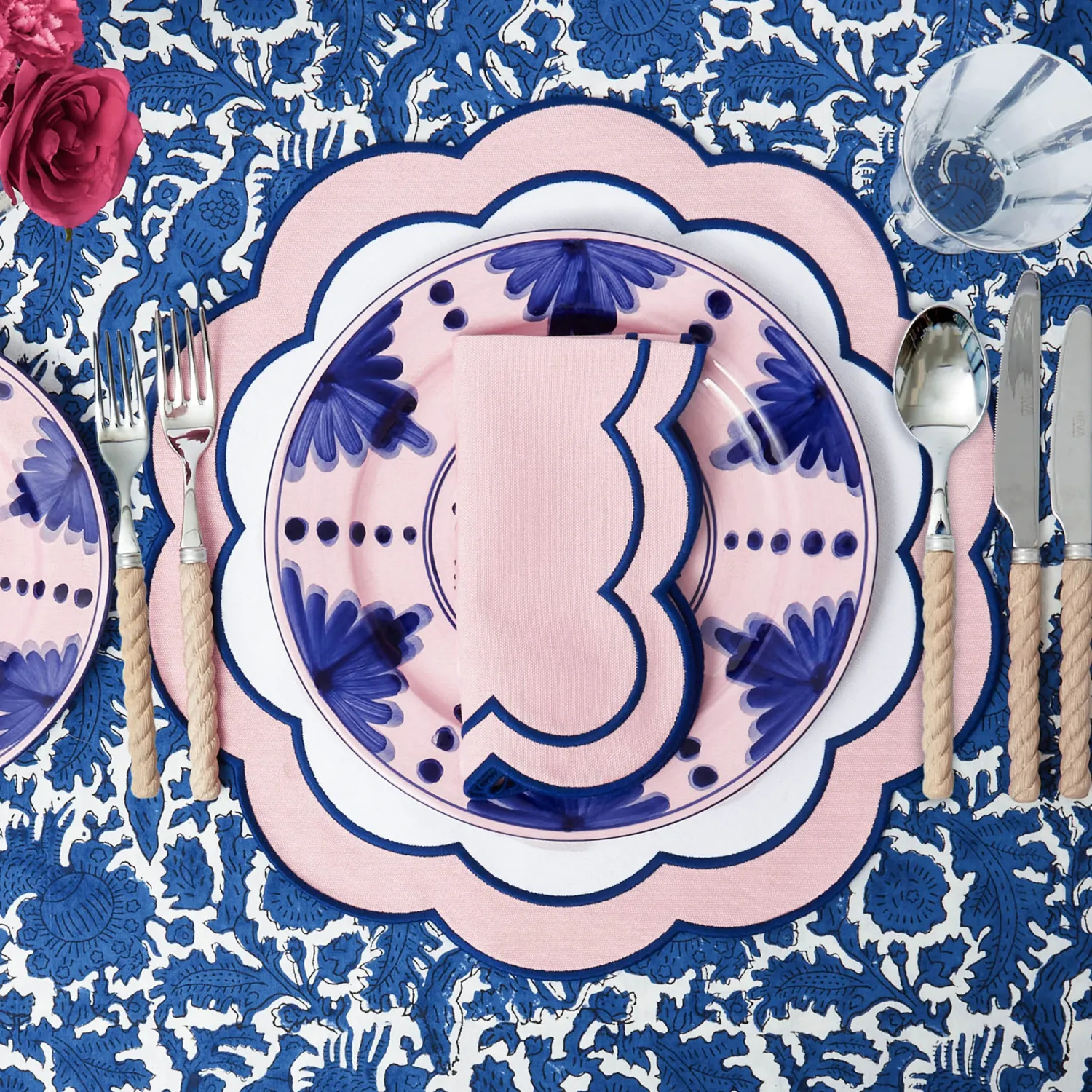 Mrs. Alice Sofia Pink Appliqué Placemats & Napkins (Set of 4)< Table Linen Sets | Mrs. Alice Monogram