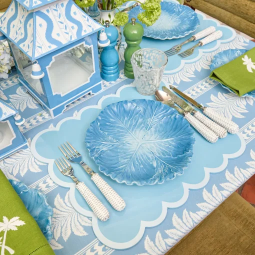 Mrs. Alice Soft Blue Scalloped Lacquer Placemats (Set of 4)< Summer Table Linen | Placemats
