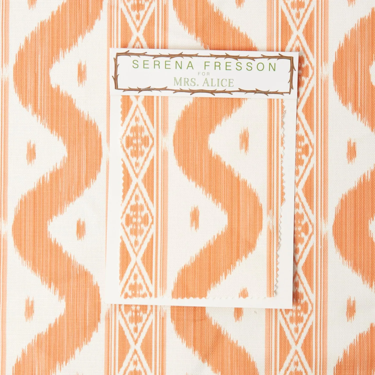 Mrs. Alice Soft Coral Ikat Stripe Fabric< Serena Fresson Fabrics