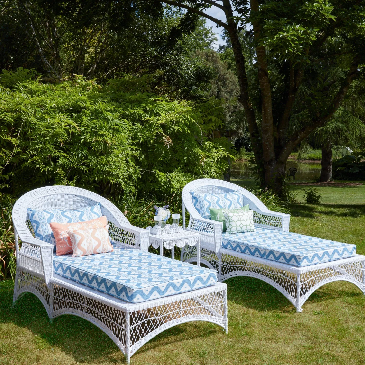 Mrs. Alice Soft Coral Ikat Stripe Fabric< Serena Fresson Fabrics