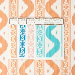 Mrs. Alice Soft Coral Ikat Stripe Fabric< Serena Fresson Fabrics