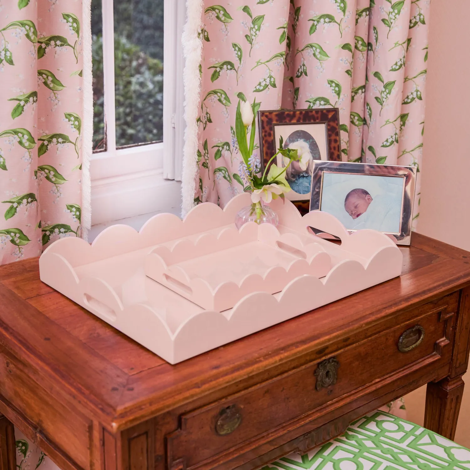 Mrs. Alice Soft Pink Lacquer Tray Set< Trays | For Her