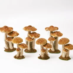Mrs. Alice Tall Caramel Velvet Mushrooms (Set of 3)< Year-round Decorations | Autumn Decorations