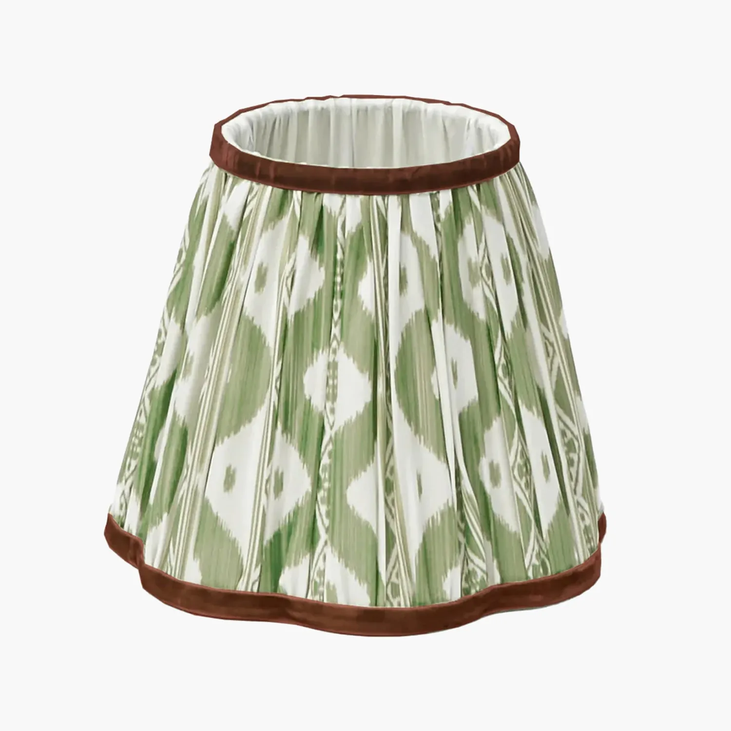 Mrs. Alice Tall Rechargeable Lamp with Olive & Chocolate Ikat Shade (18cm)< Rechargeable Table Lamps