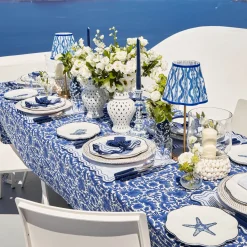 Mrs. Alice Tall Rechargeable Lamp with Cobalt Ikat Shade (18cm)< Rechargeable Table Lamps