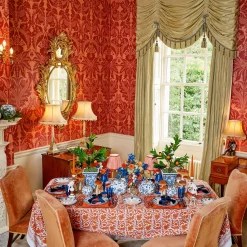 Mrs. Alice Tall Rechargeable Lamp with Orange Lotus Shade (18cm)< Rechargeable Table Lamps