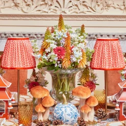 Mrs. Alice Tall Rechargeable Lamp with Orange Lotus Shade (18cm)< Rechargeable Table Lamps