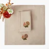 Mrs. Alice Taupe Embroidered Turkey Linen Napkins (Set of 4)< Napkins