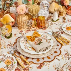 Mrs. Alice Taupe Embroidered Turkey Linen Napkins (Set of 4)< Napkins