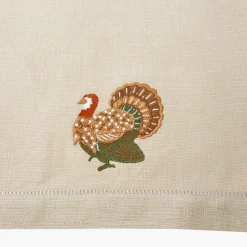 Mrs. Alice Taupe Embroidered Turkey Linen Napkins (Set of 4)< Napkins