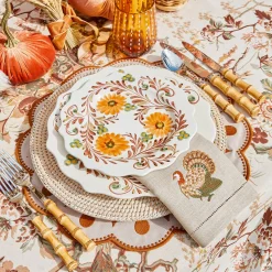 Mrs. Alice Taupe Embroidered Turkey Linen Napkins (Set of 4)< Napkins