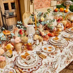 Mrs. Alice Taupe Embroidered Turkey Linen Napkins (Set of 4)< Napkins