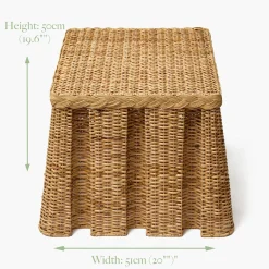 Mrs. Alice The Bettina Box Pleated Rattan Stool< Furniture | Furniture