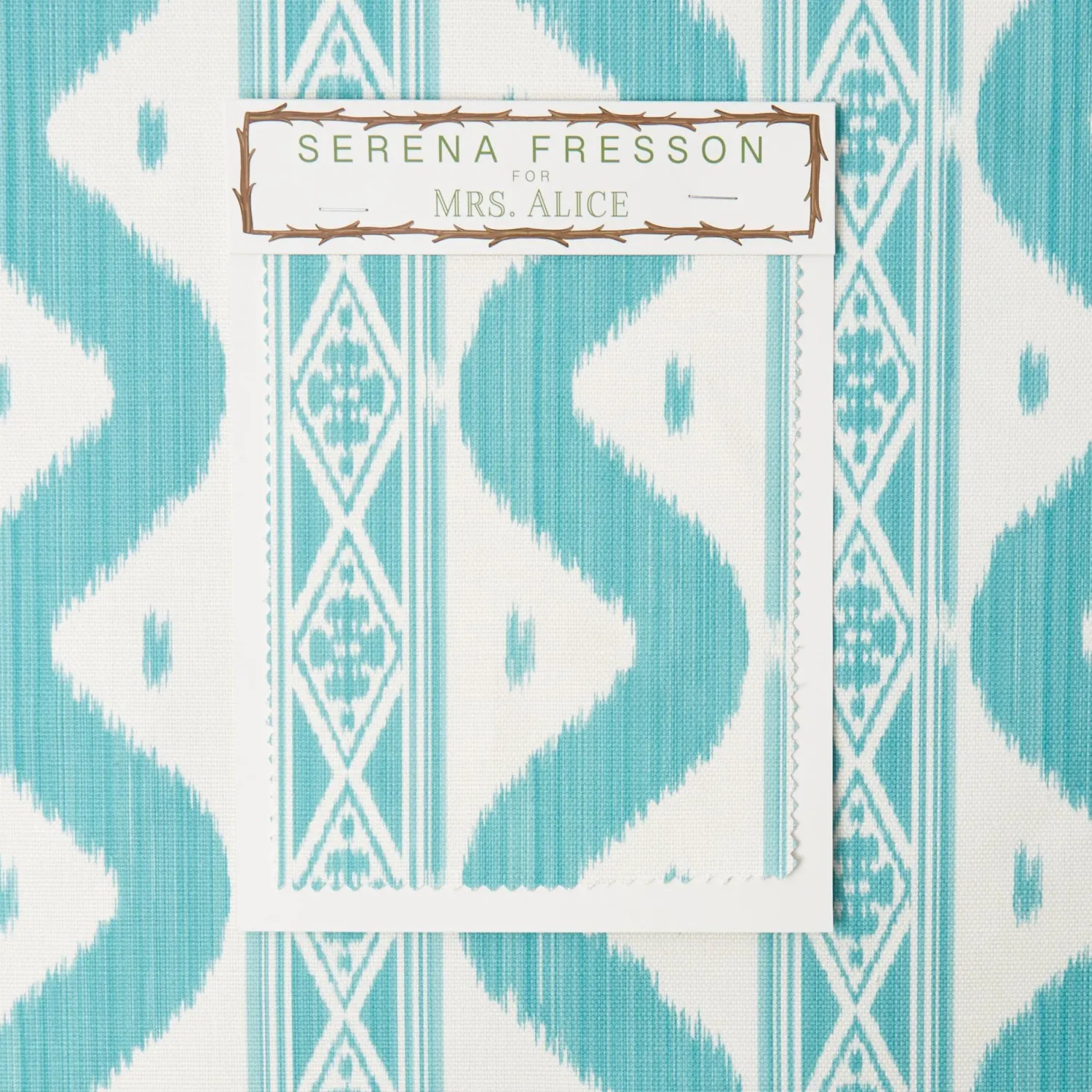 Mrs. Alice Turquoise Ikat Stripe Fabric< Serena Fresson Fabrics