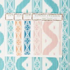 Mrs. Alice Turquoise Ikat Stripe Fabric< Serena Fresson Fabrics