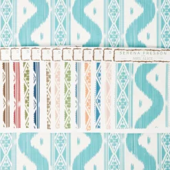 Mrs. Alice Turquoise Ikat Stripe Fabric< Serena Fresson Fabrics