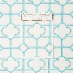 Mrs. Alice Turquoise Shaded Bamboo Fabric< Serena Fresson Fabrics
