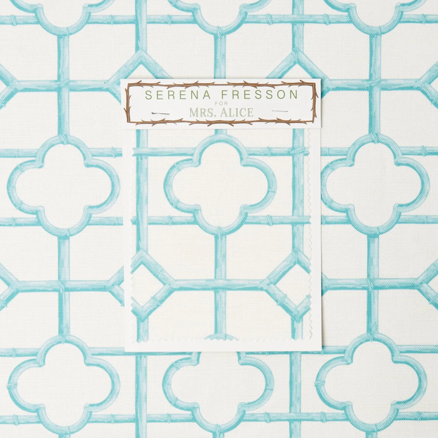 Mrs. Alice Turquoise Shaded Bamboo Fabric< Serena Fresson Fabrics