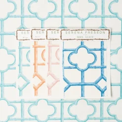 Mrs. Alice Turquoise Shaded Bamboo Fabric< Serena Fresson Fabrics