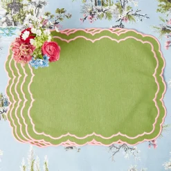 Mrs. Alice Valérie Green & Pink Placemats (Set of 4)< Placemats