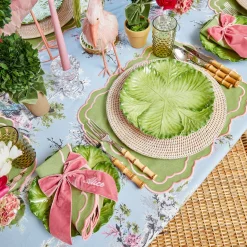 Mrs. Alice Valérie Green & Pink Placemats & Napkins (Set of 4)< Table Linen Sets | Mrs. Alice Monogram